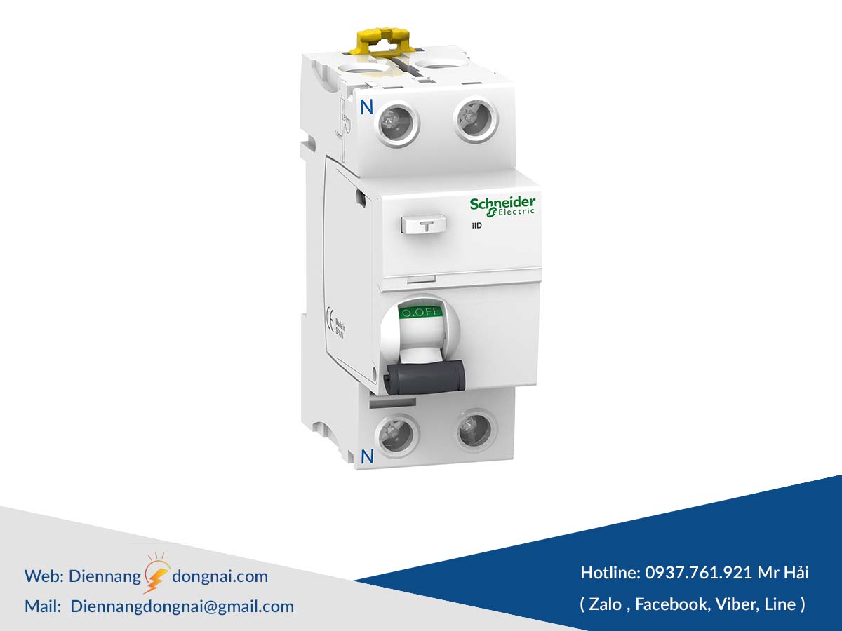 Aptomat Chống Giật, RCCB 2P 63A Acti9 iID  100mA Schneider - A9R12263